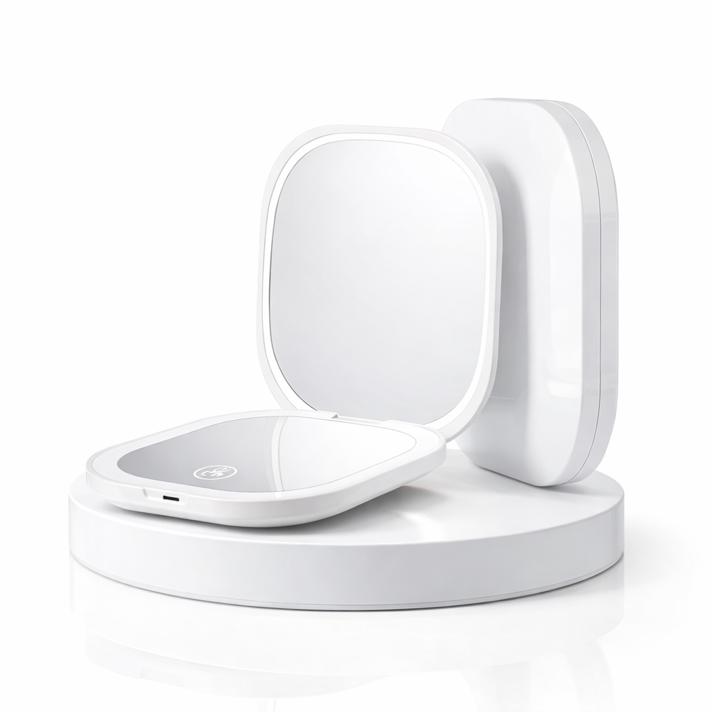 Miroir de Poche LED – Éclairage Intégré, Format Compact